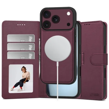 Tech-Protect Wallet MagSafe Case for iPhone 17 Pro Max / 18 Pro Max - Burgundy