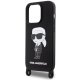 Karl Lagerfeld iPhone 15 Pro Max Case Crossbody Silicone Ikonik, Black