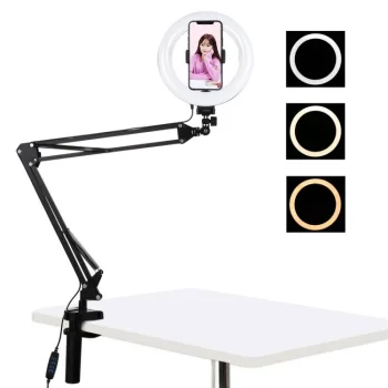 Puluz PKT3089B Desktop Arm Stand with 20cm LED Ring Light