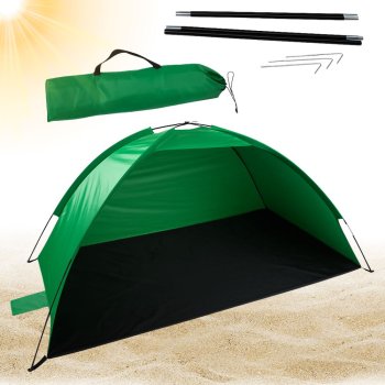Beach Tent with UV Protection, Semi-Open, Portable, Green-Black