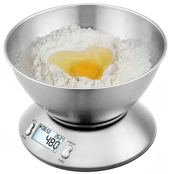 Skaitmeninės virtuvinės svarstyklės su dubeniu 5 kg LCD, sidabrinės