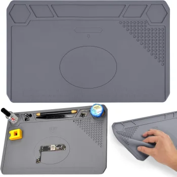 Silicone Soldering Mat with Organizer 35x25cm, Grey