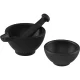 Zassenhaus 3-Piece Cast Iron Mortar, Bowl and Pestle Set, Black