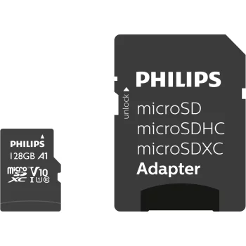 Philips MicroSDXC Card 128GB Class 10 UHS-I U1 V10 with Adapter