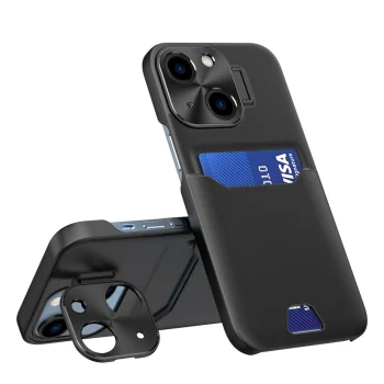 Dėklas Samsung Galaxy S23 Hurtel Leather Stand Case su stovu, juodas