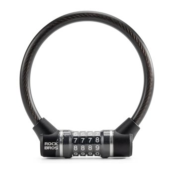 Rockbros 32120007001 Bicycle Code Lock with Steel Cable, Black