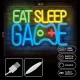 Forever Light PLEXI LED Neon Sign EAT SLEEP GAME, Multicolor
