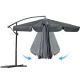 Plonos 488000 Folding Garden Parasol with Cover, 350 cm, Grey