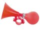 Bicycle horn with handlebar mount for bikes and scooters, red