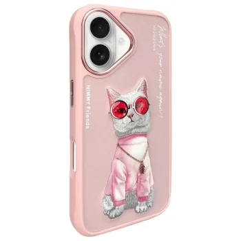 Nimmy Glasses Cool Cat Case for iPhone 16, Pink