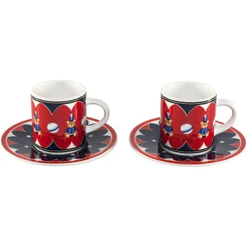 Bialetti Joyful Memories Espresso Cups with Saucers, Set of 2