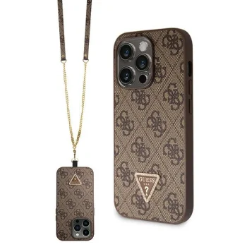 Guess iPhone 15 Pro Case Crossbody 4G Metal Logo, Brown