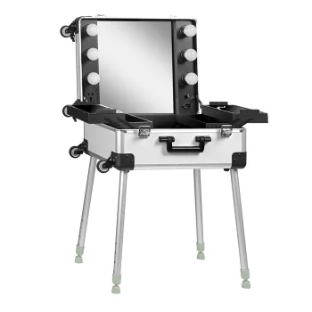 Activeshop T-27 Portable Cosmetic Station Suitcase, Silver