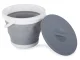Collapsible Silicone Bucket with Lid 5L, Grey-White