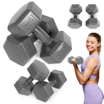 Hexagonal Dumbbells Set ModernHome 2x4 kg, Grey