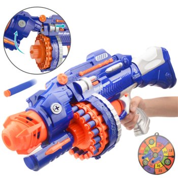 3001 Kids Toy Foam Blaster Weapon Gun Rifle + 20 Bullets, Blue