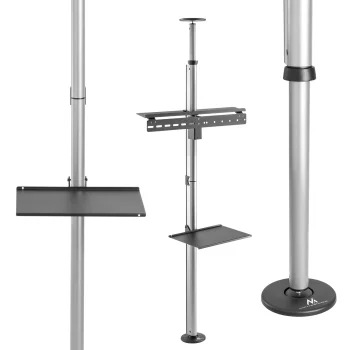 Maclean MC-791N Telescopic Floor-to-Ceiling TV Stand with Shelf, 37"-70"