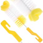 Flexible bottle and glass cleaning brush with sponge tip