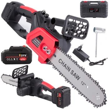 Cordless Chainsaw 1200W 31cm 21V, Black/Red
