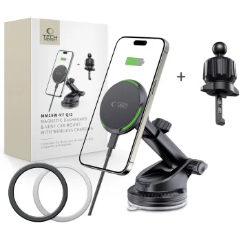 Tech-Protect MM15W-V7 QI2 Car Holder with Wireless Charger - Black