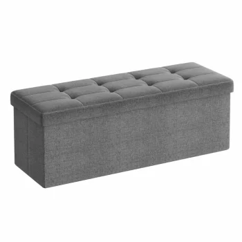 Foldable Upholstered Storage Ottoman, Light Grey