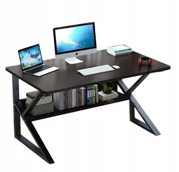 Computer office desk with shelf, 100x60 cm, black