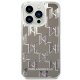 Apple iPhone 14 Pro Max 6.7\" Karl Lagerfeld Liquid Glitter Monogram Case Cover (KLHCP14XLMNMS), Silver