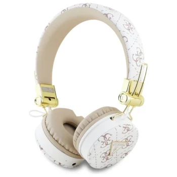 Guess 4G Triangle Round Shape uždedamosios Bluetooth 5.3 ENC ausinės GUBH70E4PTMH, baltos