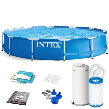 INTEX 28212 Metal Frame Garden Pool Set 366 x 76 cm 9-in-1