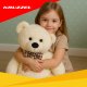Kruzzel Large Teddy Bear 100 cm, Soft Plush Cuddly Toy with Bow, Cream
