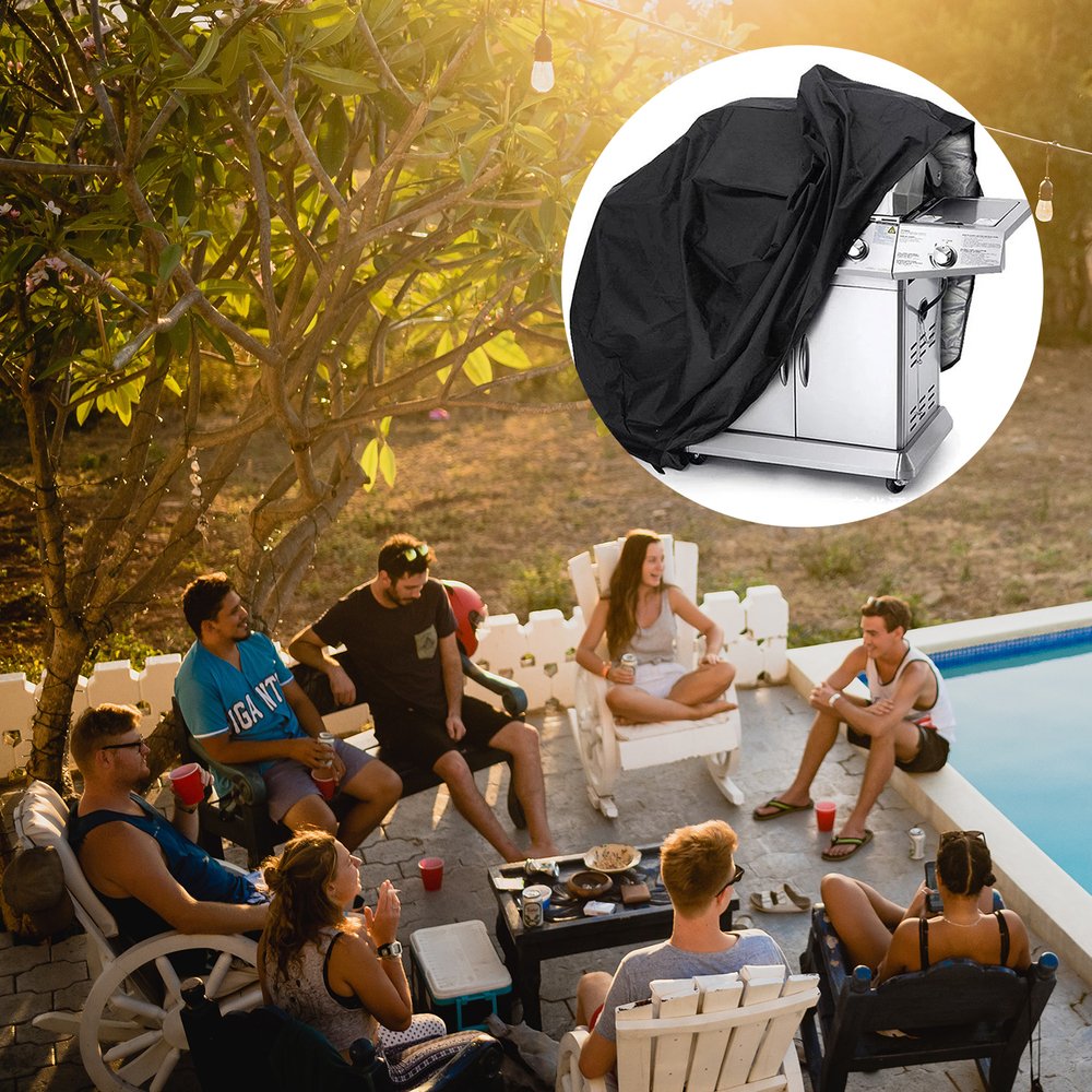 Waterproof BBQ Grill Tarpaulin XXL Cover 190 x 71 x 117 cm, Black (1)