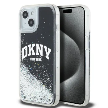 DKNY iPhone 14 / 15 / 13 Case Liquid Glitter Big Logo, Black