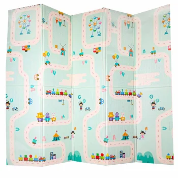 Double-Sided Foldable Foam Play Mat, Pandas and Street, 180 x 200 cm