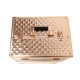 Large Professional Rolling Cosmetic Train Case, Rose Gold