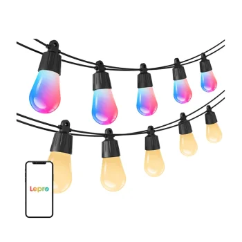 Lepro ZB1-15 Smart Outdoor Wi-Fi RGB+IC String Lights, 15 m