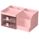 Pink Desk Organizer with Drawers for Cosmetics and Stationery