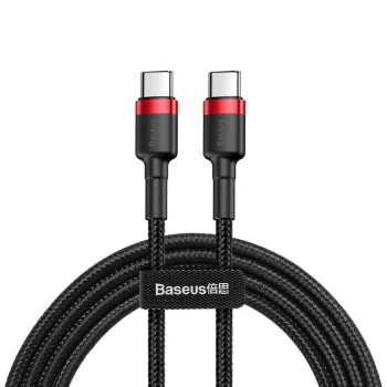 Baseus Cafule Cable USB Type C to USB Type C (PD-2.0 QC-3.0) 60W 2m, Black / Red