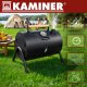 Portable Charcoal Grill Kaminer with Lid and Thermometer, black