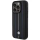 BMW Leather Stamp Blue Line Case for iPhone 15 Pro Max 6.7\", Black
