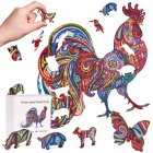 Koka Figūru Puzle Mīkla Bērniem un Pieaugušajiem - 83 detaļas, Gailis | Wooden Jigsaw Unique Shape Puzzle