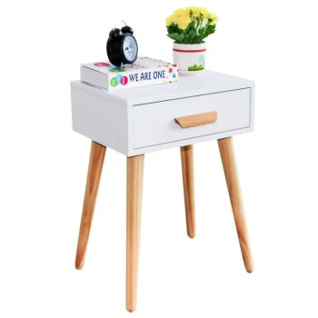 ModernHome Nightstand Bedside Table with Drawer, White