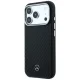 Mercedes Leather Semi Wrap Wood Effect MagSafe Case for iPhone 17 Pro, Black