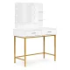 Makeup Vanity with 3-Color LED Lights and Mirror ModernHome, White