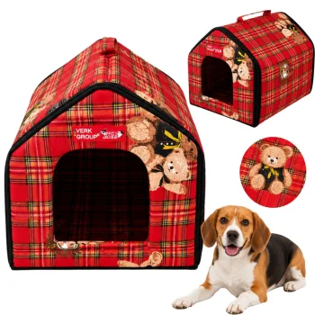 Foldable Pet House Bed for Dogs and Cats, Size XL, Red