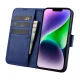 iCarer 2in1 Leather Wallet Case for iPhone 14 Plus with Anti-RFID, Blue