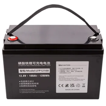 Lithium Iron Phosphate Battery LiFePO4 12.8V, 100Ah, 1280Wh, Black