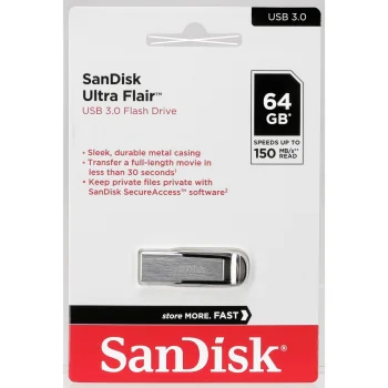 SanDisk Ultra Flair 64GB USB 3.0 Flash Drive up to 150MB/s