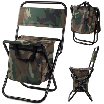 Folding Fishing and Camping Chair with Accessory Bag, Camo