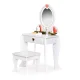 Ecotoys W08H102B Wooden Kids Dressing Table with Mirror and Stool