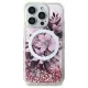 Guess GUHMP16LLFMWTP iPhone 16 Pro 6.3" pink/pink hardcase Liquid Glitter Flower MagSafe